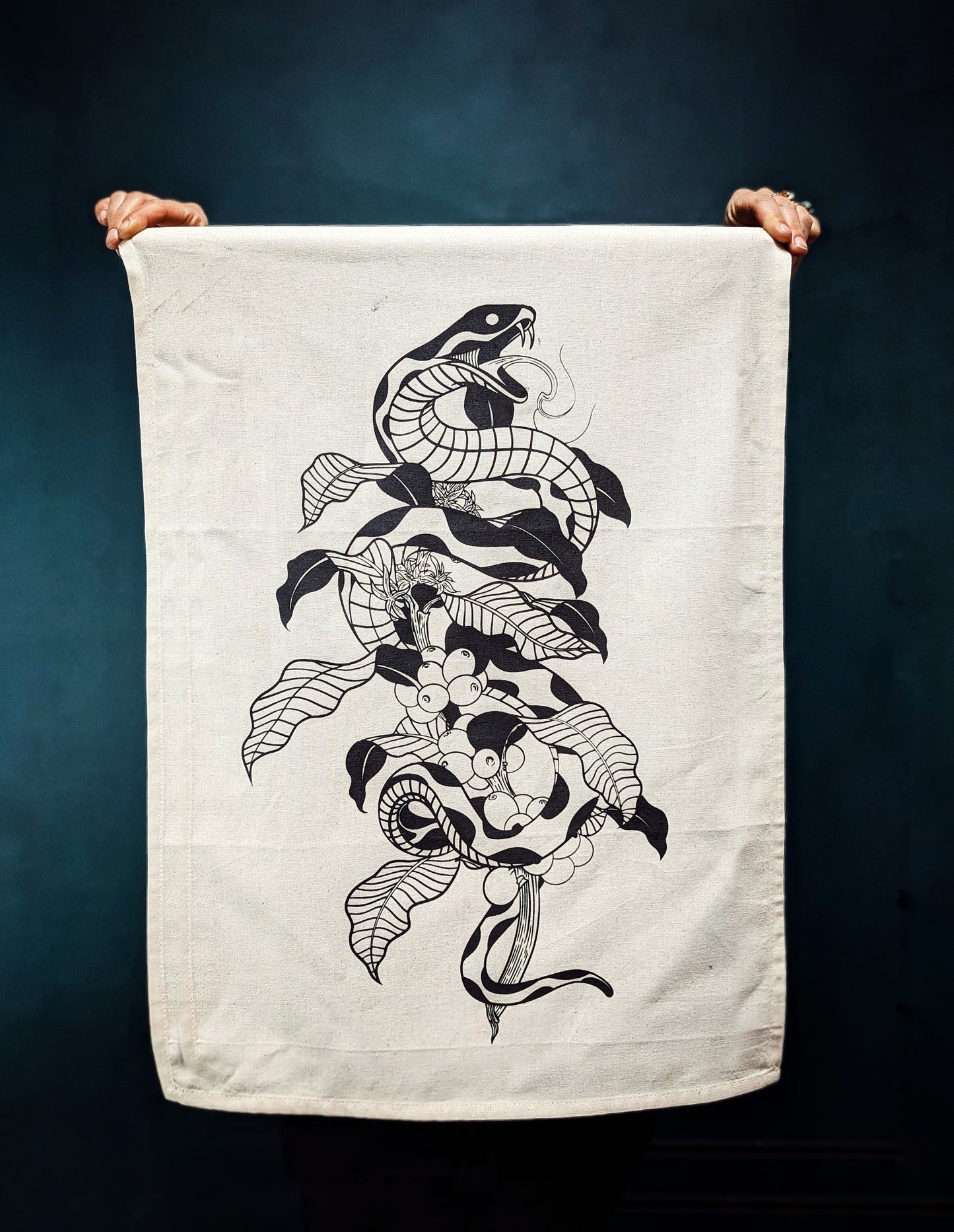 ORGANIC HAND PRINTED TEA TOWEL