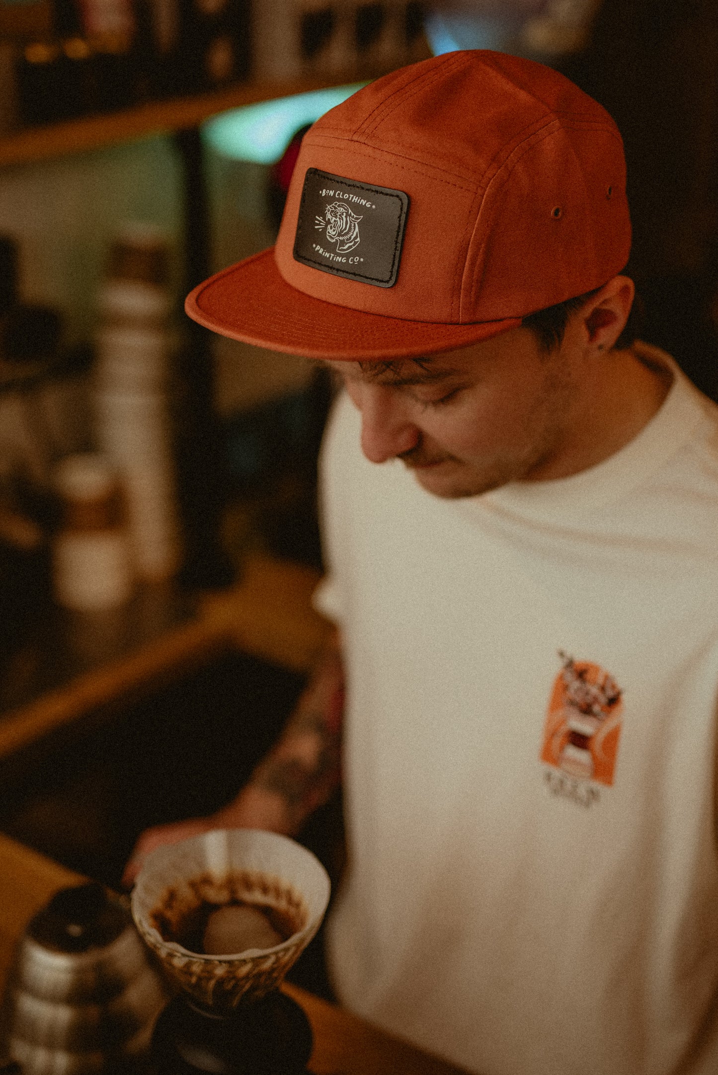 ORGANIC 5 PANEL TERRACOTTA TIGER PATCH CAP