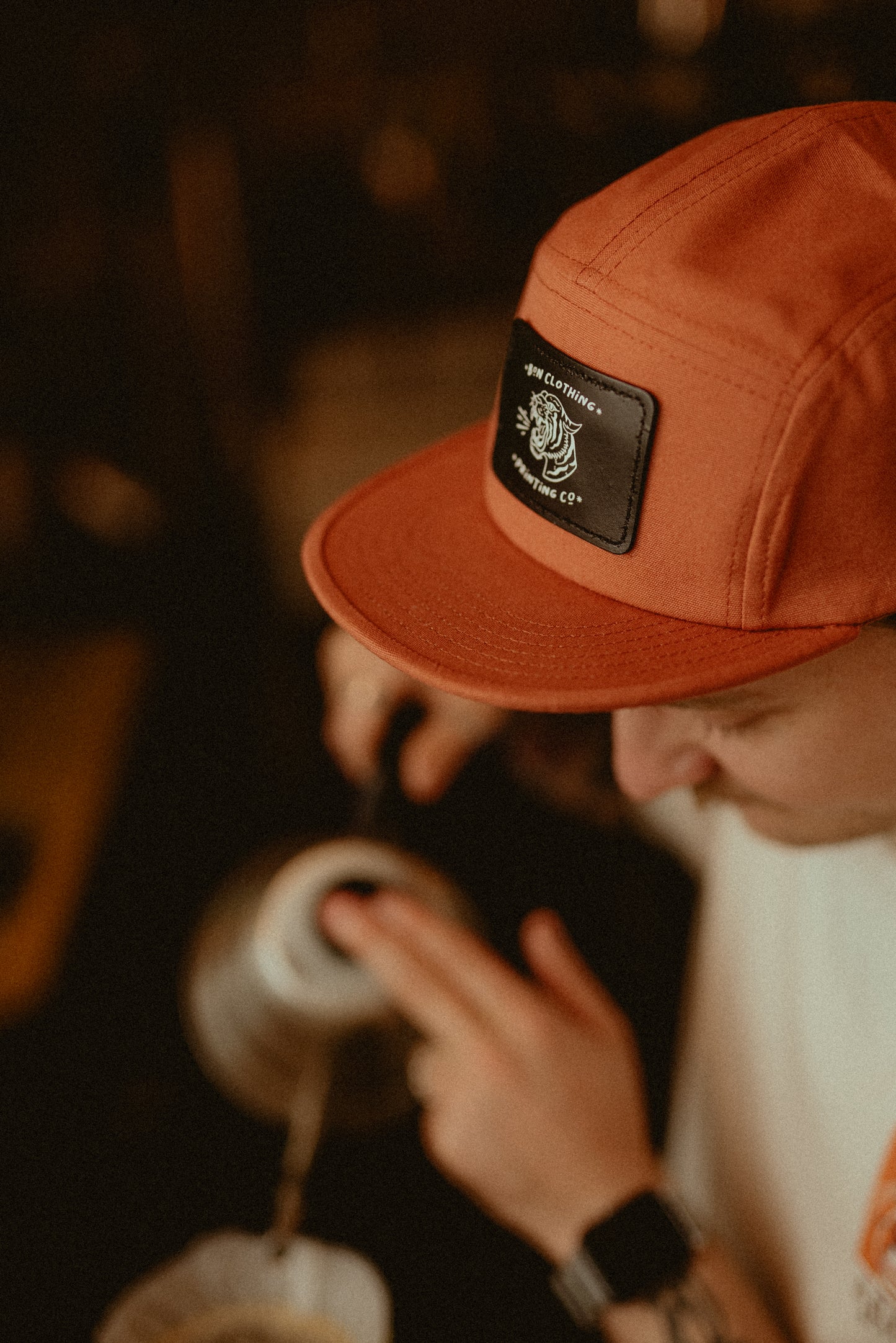 ORGANIC 5 PANEL TERRACOTTA TIGER PATCH CAP