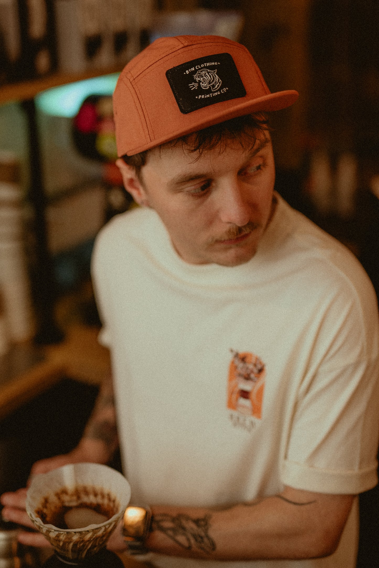 ORGANIC 5 PANEL TERRACOTTA TIGER PATCH CAP