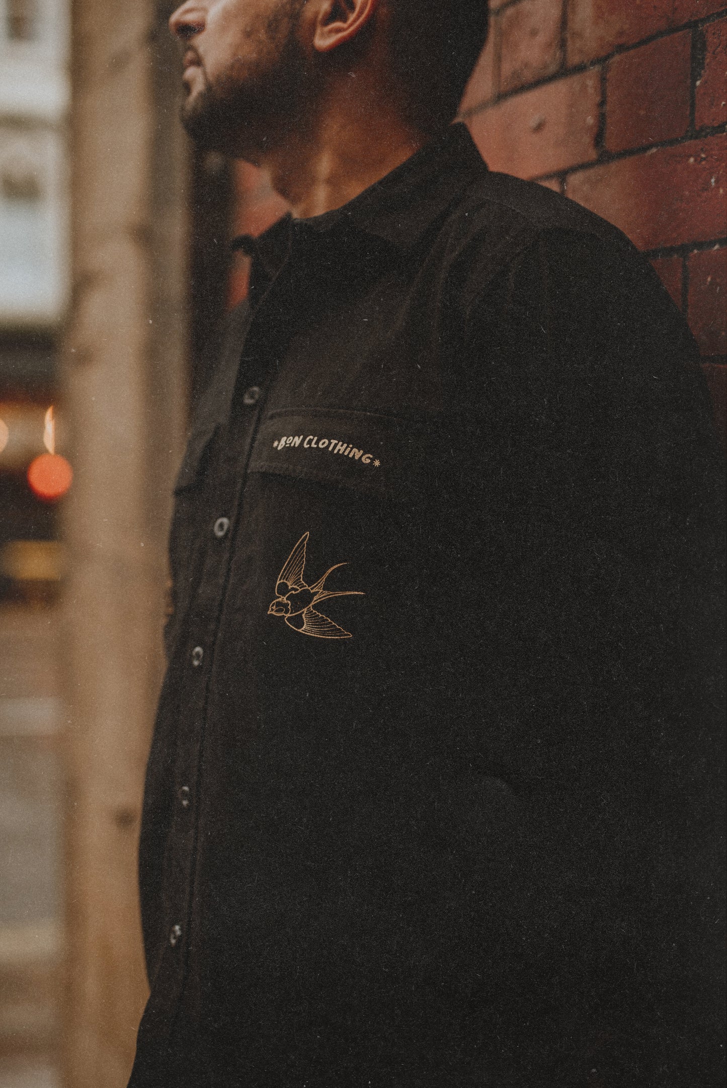 BLACK TRADITIONAL SWALLOWS OVERSHIRT